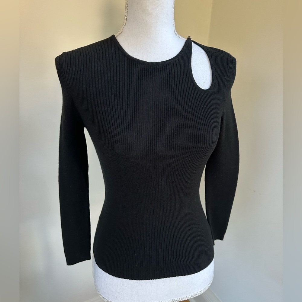 Celine Black Sweater with Cutout Detail Size Small